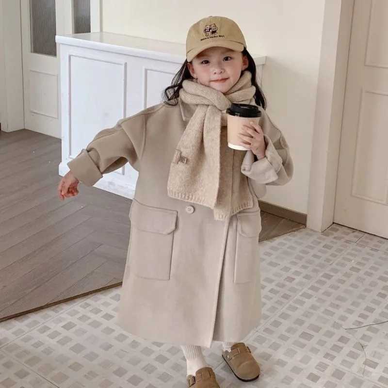 Womens wool coat cotton coat 2023 khaki warm thick velvet winter and autumn youth clothing W241023