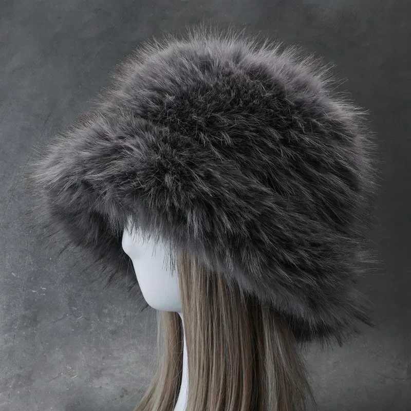 New artificial fur big winter white fur bucket hat suitable for warm mens style soft and fluffy warm and fluffy Panamanian womens artificial fur fishe