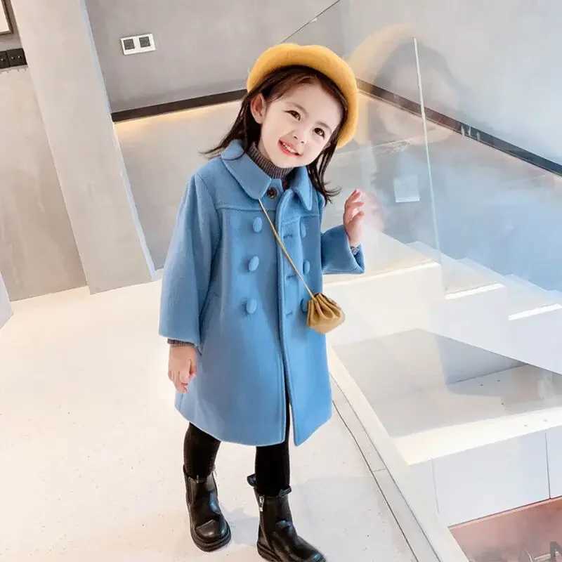 Double breasted womens wool coat autumn and winter trench jacket childrens clothing childrens coat birthday gift A06 W241023