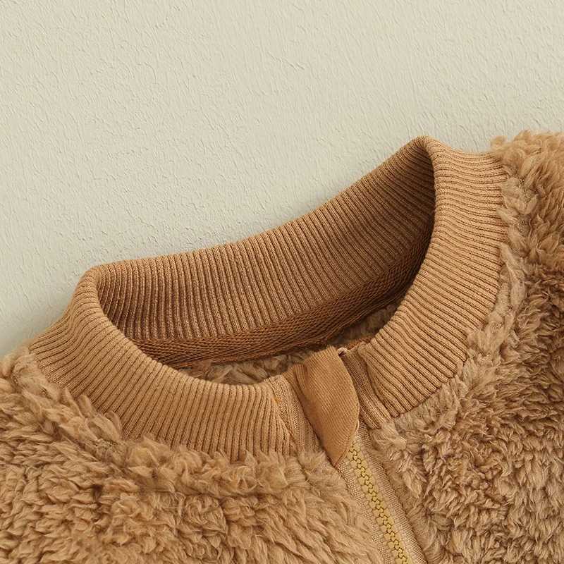 Pudcoco Childrens Baby Girls Winter Wool Coat Long Sleeve Bear Embroidered Plush Zipper Coat 6M-4T W241023