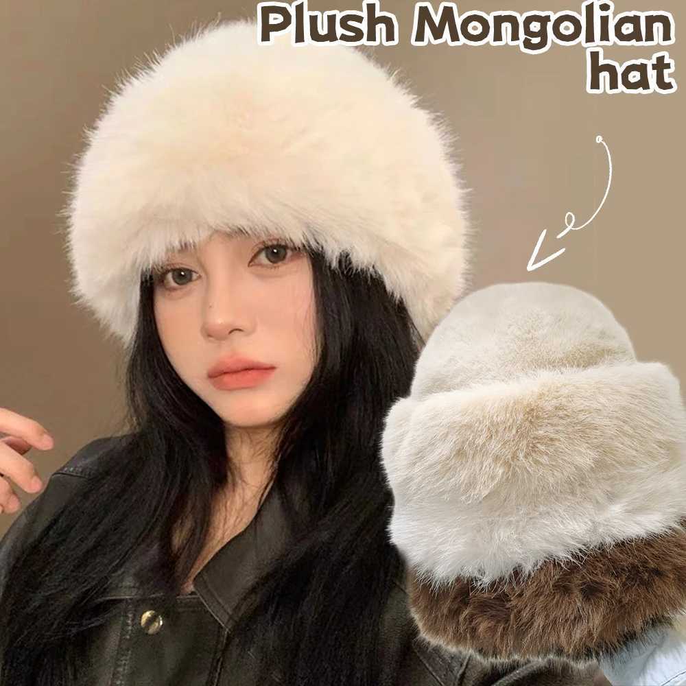 Thick fluffy fur fishermans hat Winter plush earmuffs windproof and warm equipment fashionable Fem Panama hat X2410233