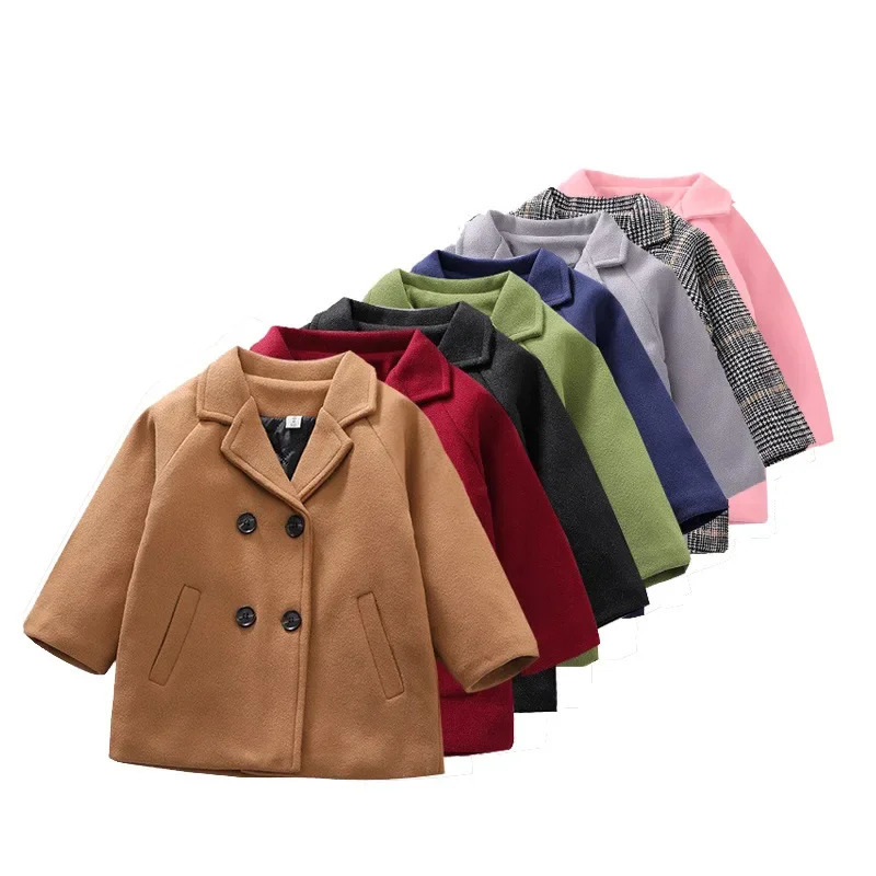Childrens plain woolen jacket for spring and autumn girls and boys winter jackets for 2 to 6 years boys clothing 241024
