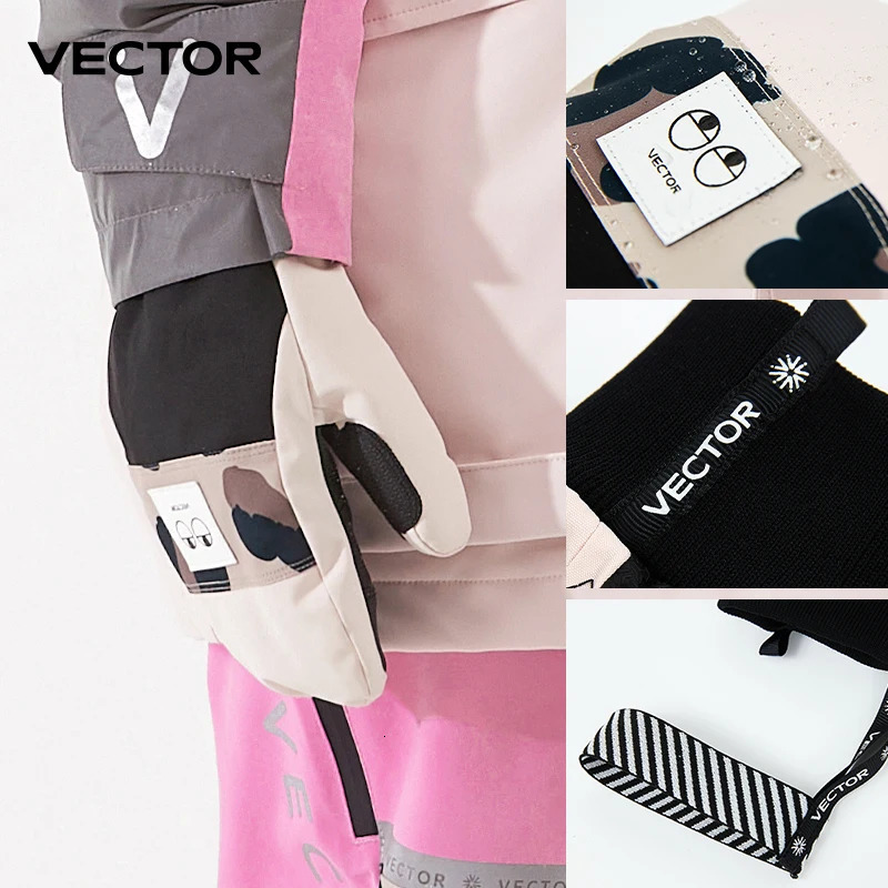 VECTOR Women Professional Five Finger Ski Gloves Ultralight Thicken Warm Winter Fleece Mitten Waterproof Snowboard 241024