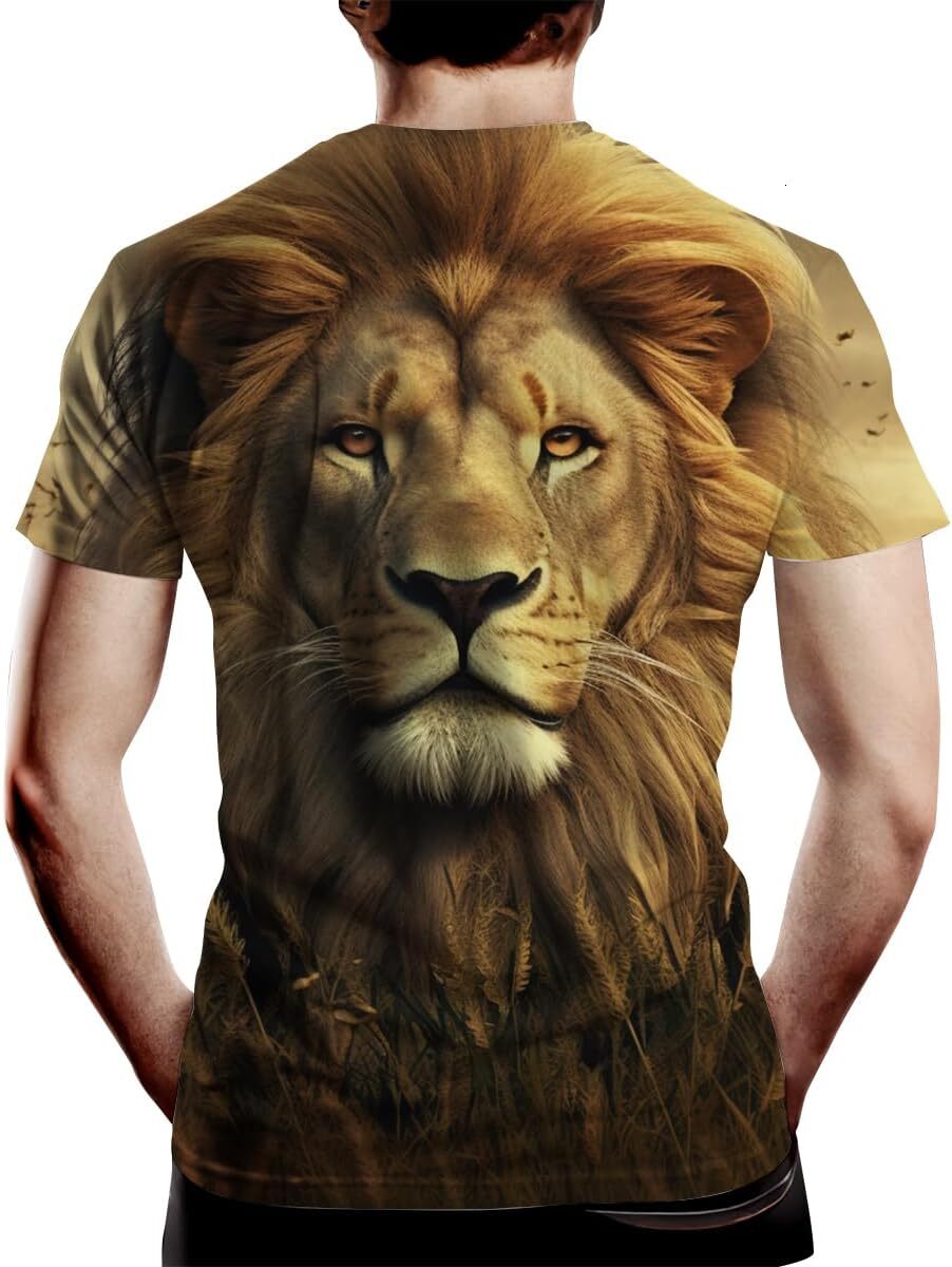 Mens T shirt Fashion Novelty Shirt Lion Graphic Print Men's Cool T-Shirt tee Casual tops summer clothes Fashionable and cool
