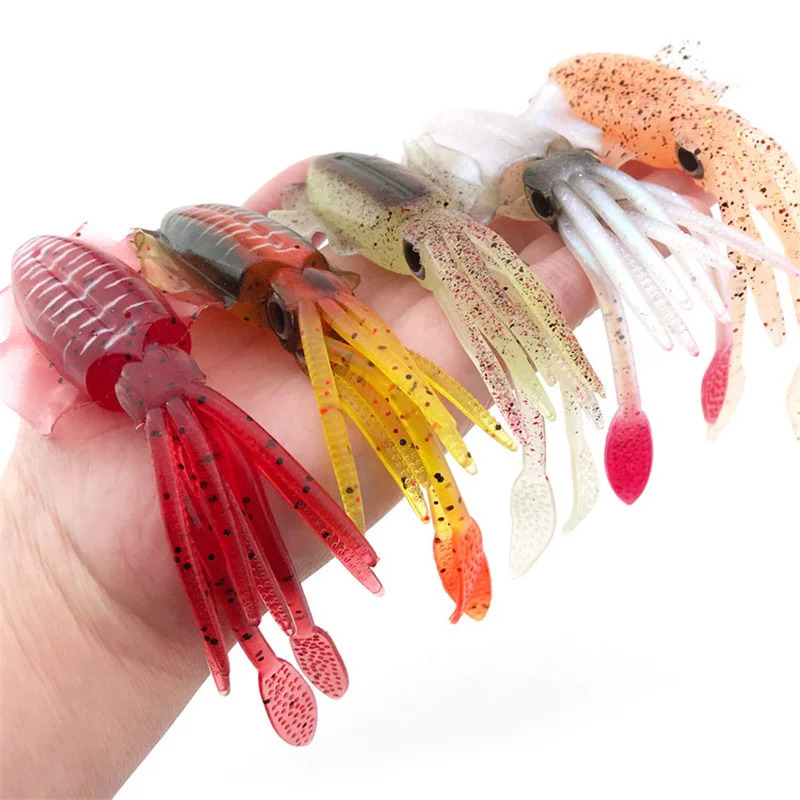 1PCS 60G Octopus Head Jigs 15cm for Boat Fishing Deep Sea Squid Biomimetic Soft Baits Accessories Equipment 241024