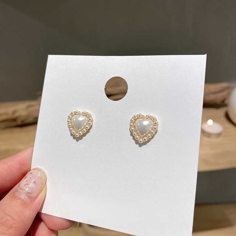 French Romantic Sweet Pearl Heart-shaped Earrings Korea Elegant Simple Accessories Party Exquisite Jewelry For Woman Girls GiftX241023