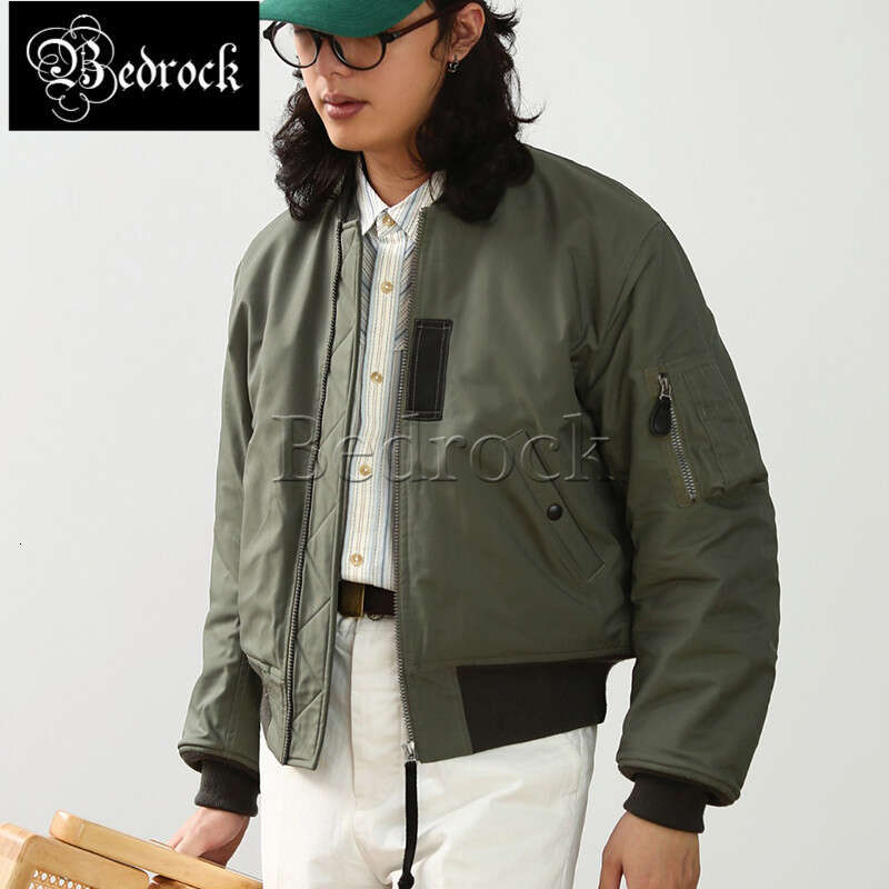 MBBCAR Vintage American Bomber For Men Army Green Ma-1 Flight Jacket Winter Windproof Thickened Warm Cotton Coat
