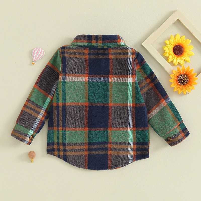 FOCUSNORM 0-4Y wool jacket for boys and girls in 3 colors long sleeved plain flannel button down sweater W241023
