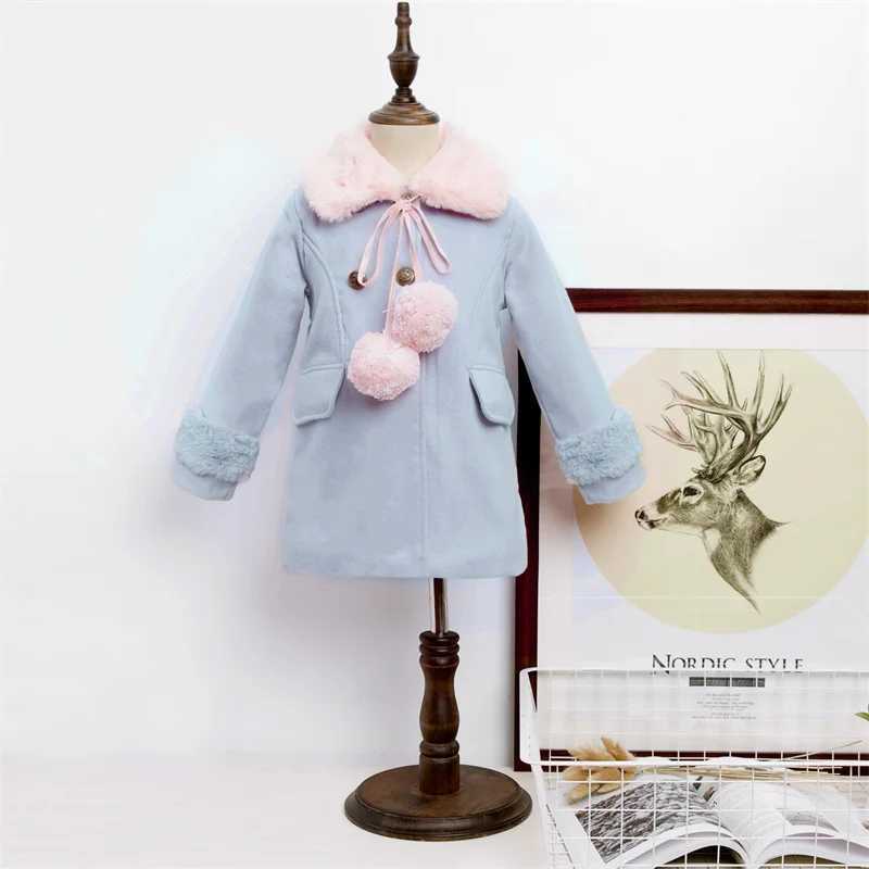 Womens wool coat jacket cotton coat windproof 2023 classic warm thick velvet winter autumn Par childrens clothing W241023