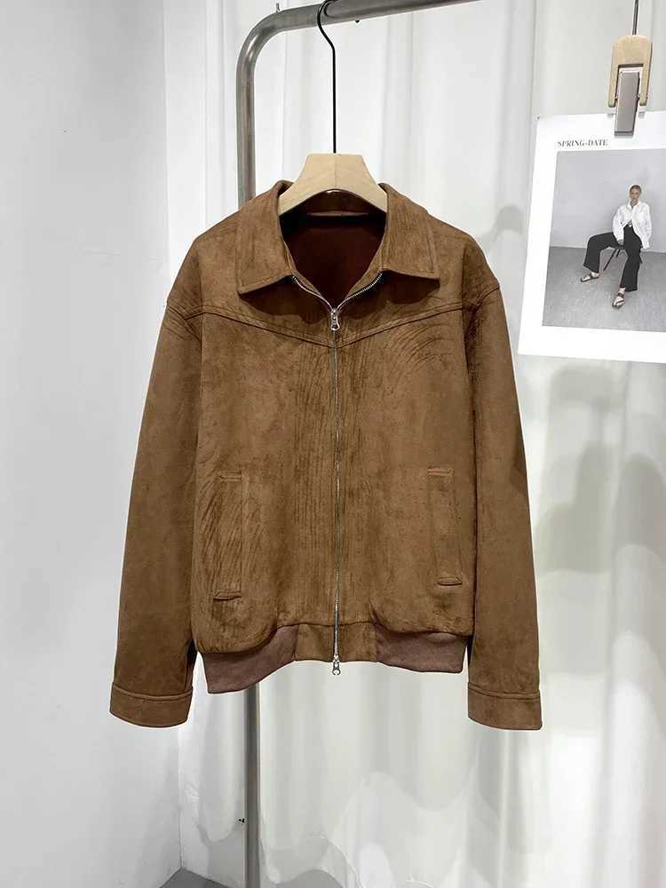 Mens Short Bomber Jacket 2024 Spring Vintage Y2k Collar Zipper Pocket Windproof Coat Coats Luxury High Quality Coat Strtwear X241023