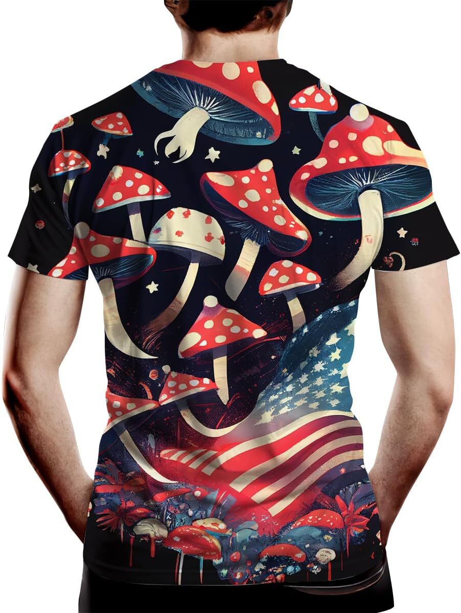 Mens T shirt Men's Novelty Fantasy Mushroom Graphic Print Summer T-Shirt tee Casual tops summer clothes Breathable trend