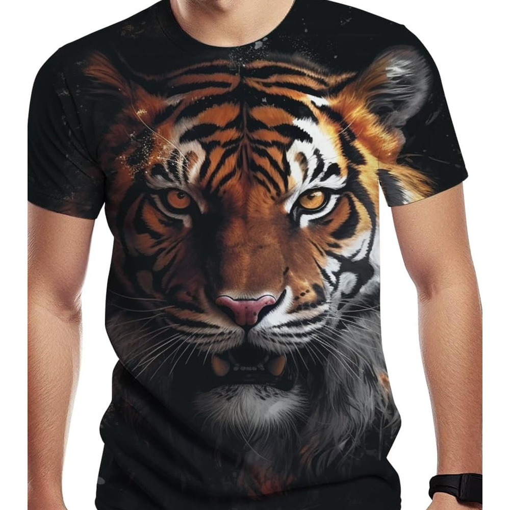 Mens T shirt Men's Novelty T Shirt,Tiger Graphic Print in Front and Back tee Casual tops summer clothes Fashionable and cool