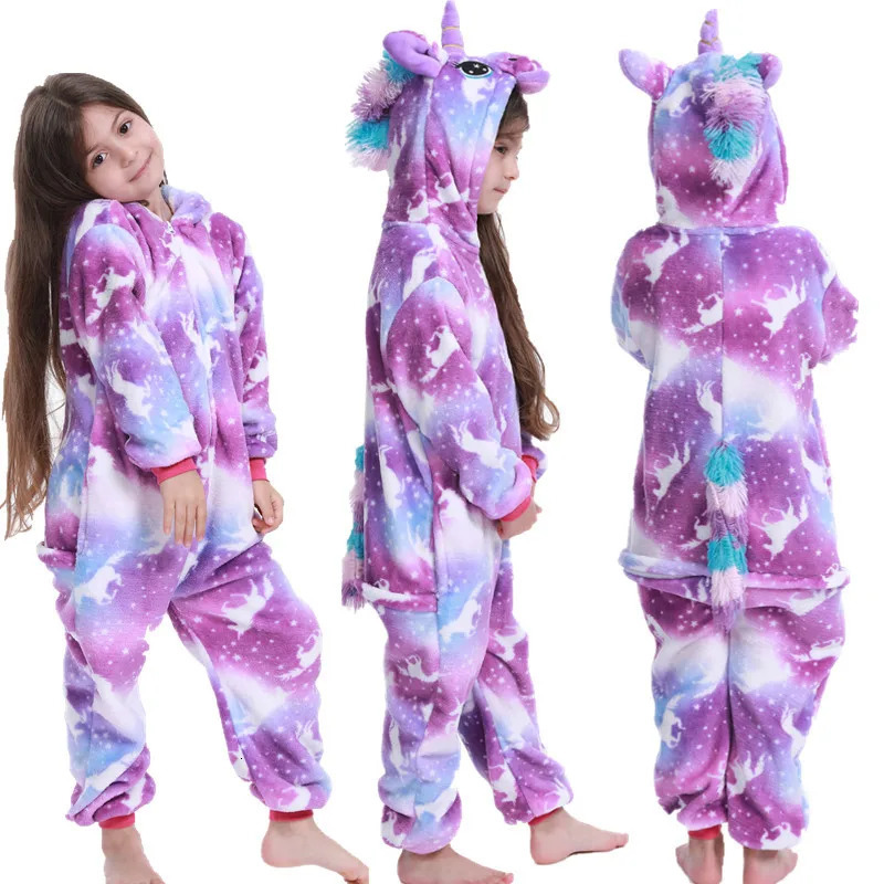 Winter Halloween Dinosaur Kigurumi Role Playing Costume Hoodie Animal Sewing Panda Unicorn Onesie Children Baby Wrap Girl Boy Sleepwear 241024