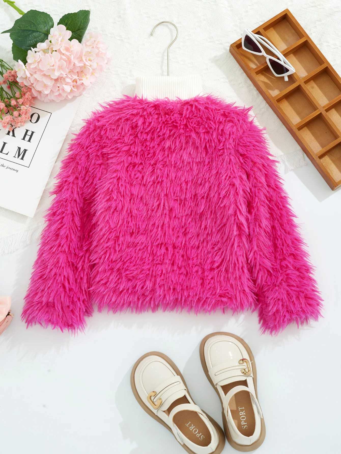Autumn and Winter Fashion Girls Solid Color Fur Anti Fur Thick Coat Fashion Trend European and American Cardigan Top W241023