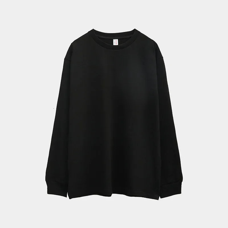 Autumn and winter mens basic casual T-shirt. 100% cotton ribbed long sleeved top with tee black and white navy blue gray 241024