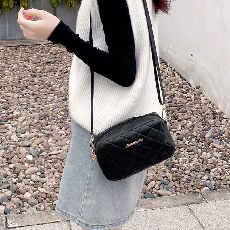 Fashion PU Leather Women Shoulder Bags n Quilted Shopper Bag Female Casual Crossbody Small Handbag Purse 241017