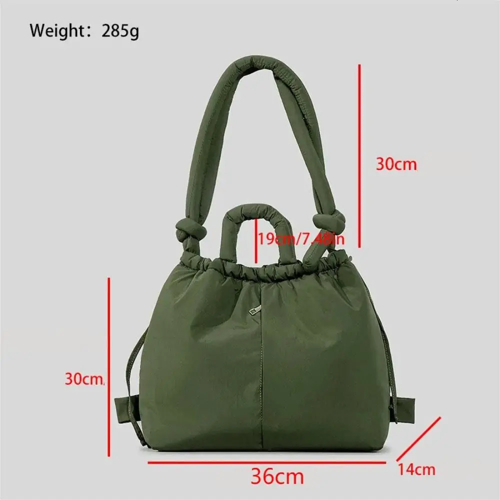 Casual Nylon Women Handbags Simple Vintage Lady Shoulder Bags Padded Soft Puffer Bag Large Capacity Tote 241021