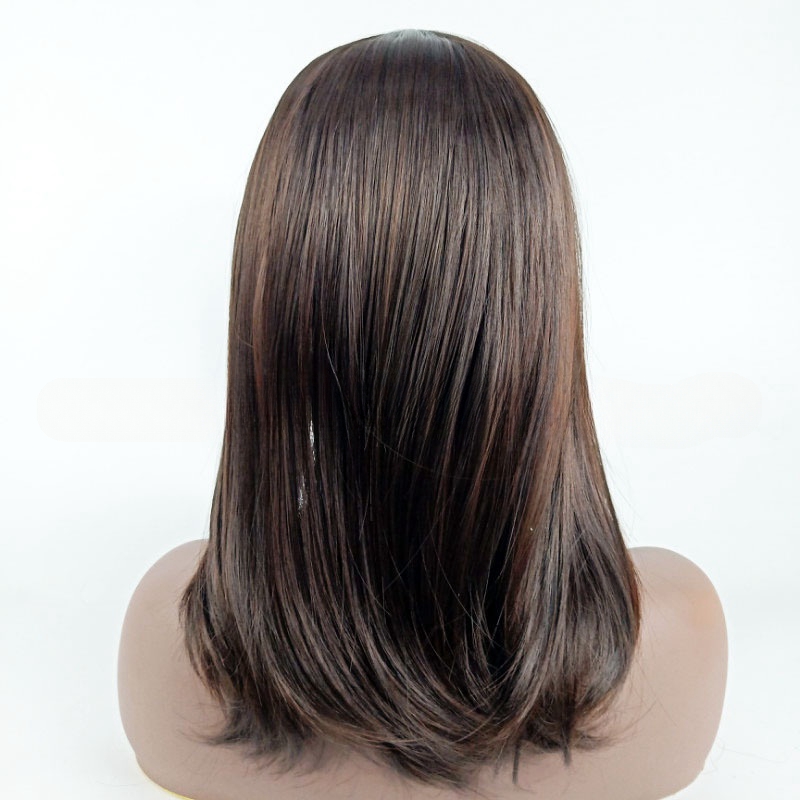 Women's fashion medium-length wig clavicle hair Bob head cover female chemical fiber straight hair