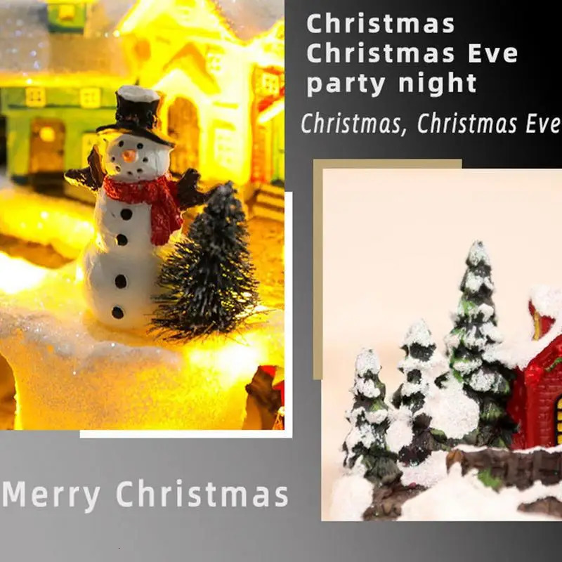 House Countryside Rotating Train Scene Battery Powered LED Lighting Decoration Creative Christmas Gifts 241024