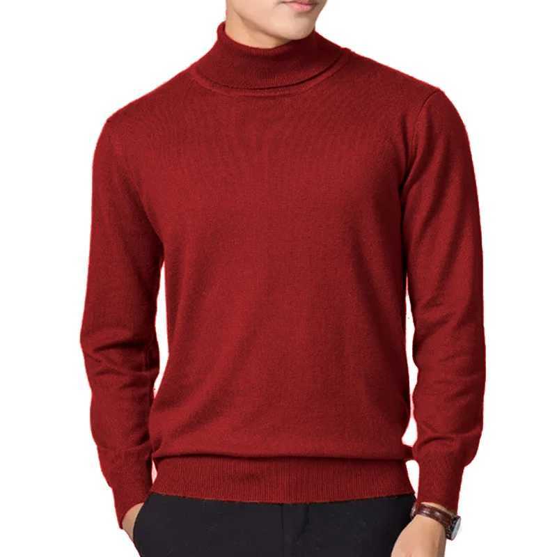 Sweatwear Mens Sweater Solid Color High Neck Pullover Knitted Warm Turtleneck Sweatwear Woolen Mens Winter Outdoor Basic Tops LX241024
