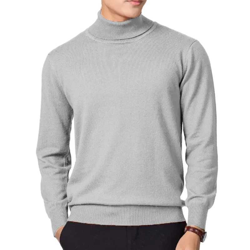 Sweatwear Mens Sweater Solid Color High Neck Pullover Knitted Warm Turtleneck Sweatwear Woolen Mens Winter Outdoor Basic Tops LX241024