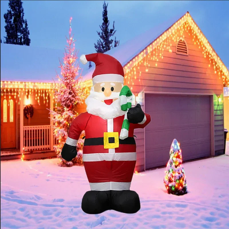 1.2M Christmas Decoration Cradle Santa Inflatable Toy with LED Light Outdoor Inflatable Model Decoration Party Garden Decoration 241024