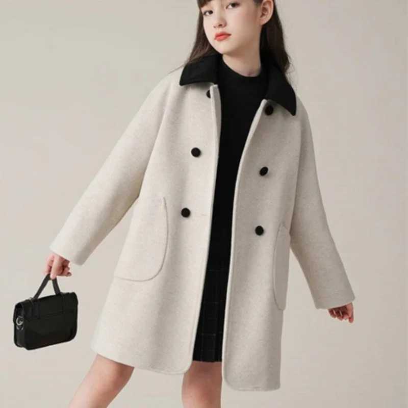 Womens wool coat wind chime 2024 beige warm and thick winter cotton youth gift childrens clothing C15 W241023