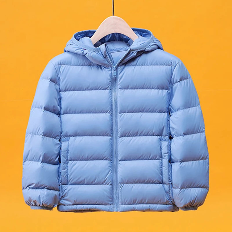 childrens duck down jacket ultra light hooded winter jacket suitable for boys and girls portable windproof fluffy park 13T 14T 241024