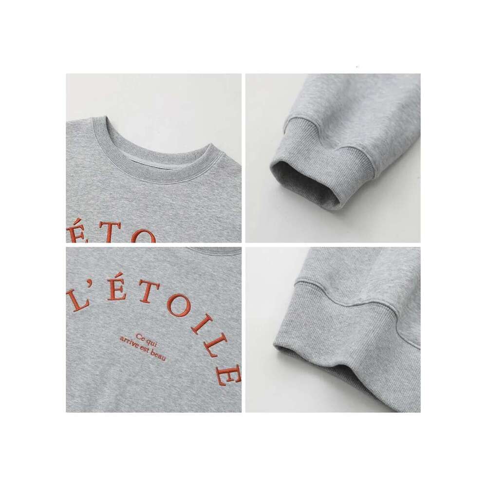 CHIC VEN Women Sweatshirts Loose Grey Coat Letter Embroidered O Neck Pullover Female Top Autumn Winter Clothes 2024