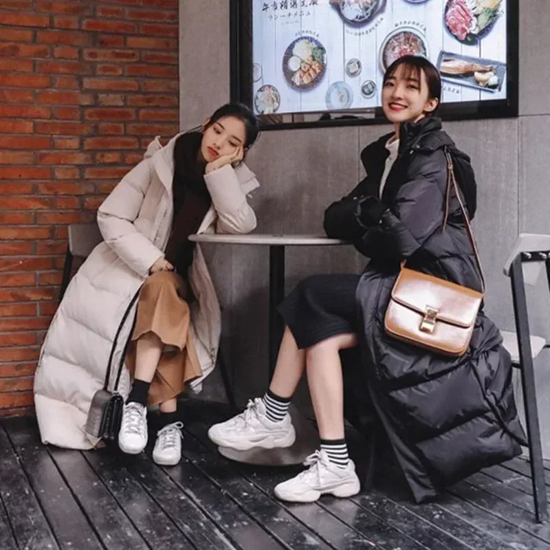 Womens Long Cotton Coat Womens Winter Jacket Korean Womens Down Jacket Loose Thick Long Coat Inflatable Jacket Womens 241024