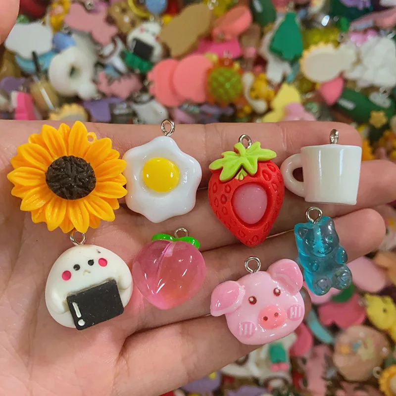 100200300pcs Random Mix Animal Food Resin Charms Bulk Wholesale Coffee Cup Bottle Charm For Earring Phone Chain Diy Jewelry 241023