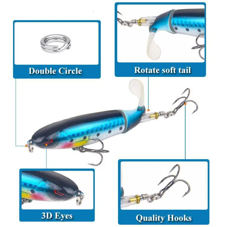 1 Pcs 13g35g Luya Bait Propeller Water Surface Tractor Rapid Vibration Pencil Plastic Hard Simulation Fishing Gear 241024