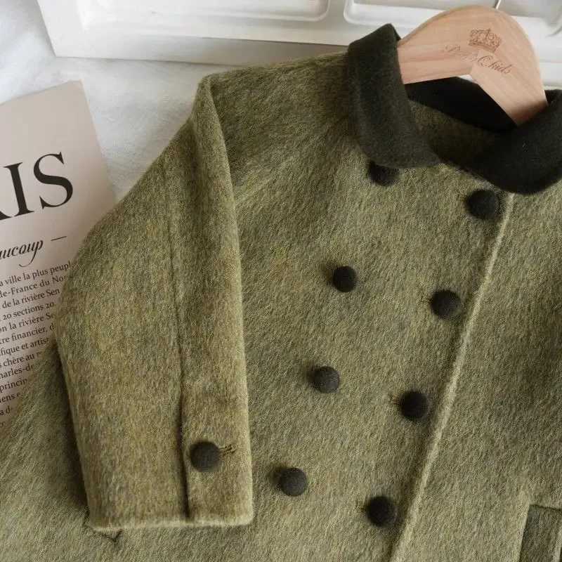Childrens Clothing 2024 Winter New Fashionable Double sided Wool Coat Childrens Wool Coat W241023