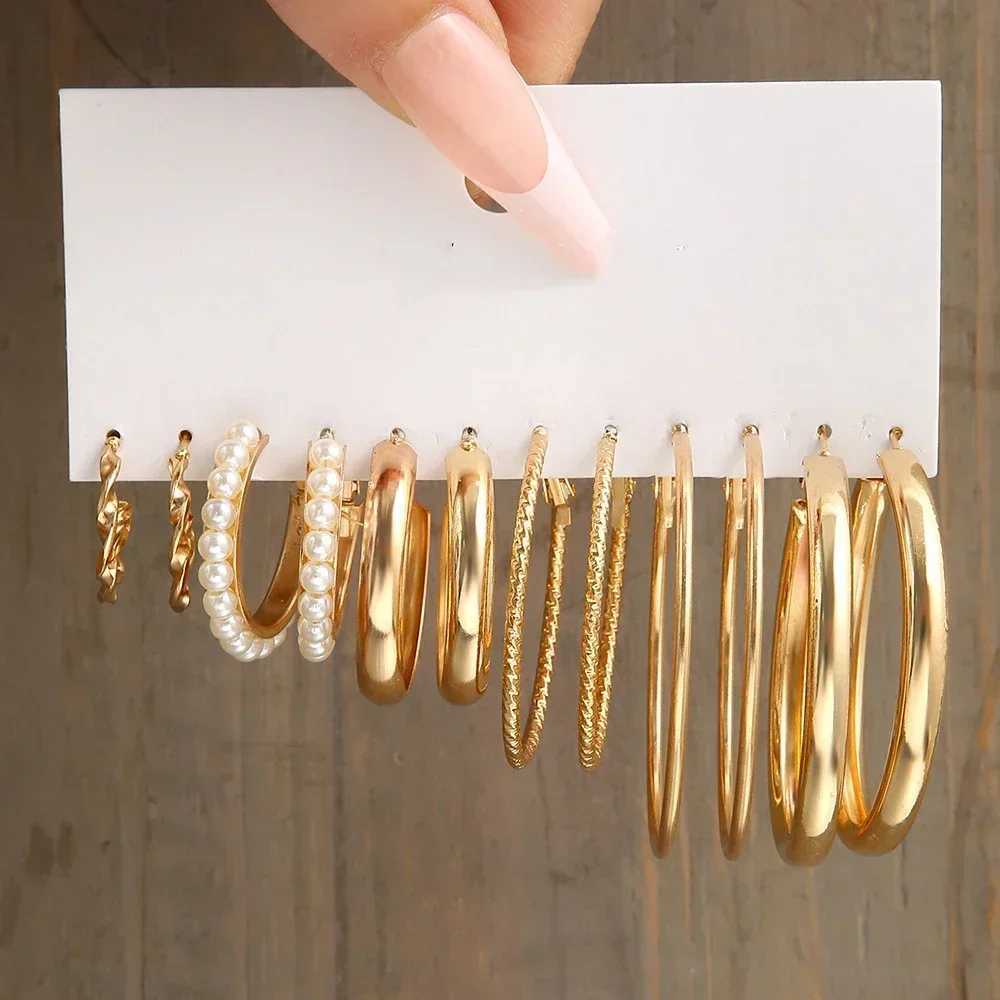 Bohemian large ring earring set gold Bohemian retro pearl earrings heart-shaped zircon earrings jewelry gift W241023