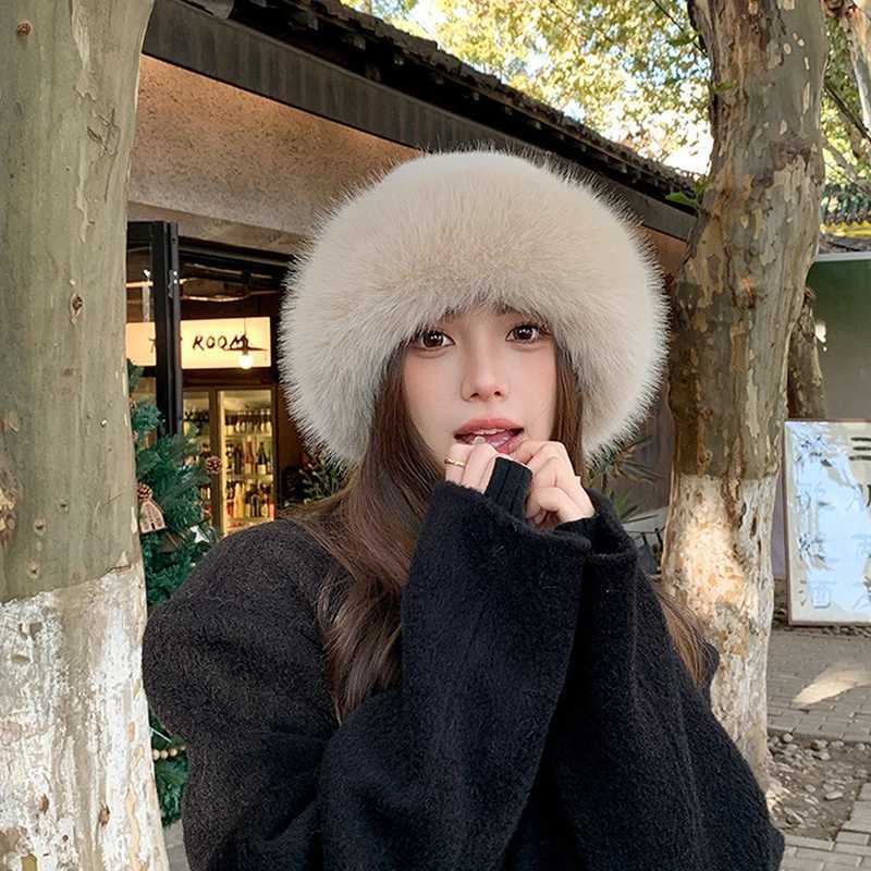 Fluffy Faux Fur Bucket Hat For Women Luxury Plush Fisherman Hat Warm Winter Hat Thicken Cold Snowy Day Panama CapX241025