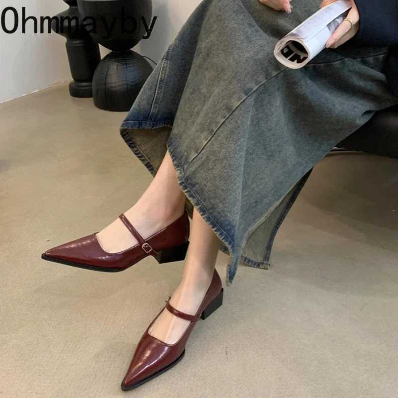 High Quality Fashionable Thick Heel Womens Mary Jane Shoes Fi Shallow Toe Womens Comfortable Office Pump Shoes T241024