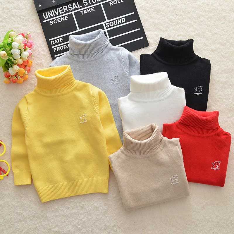 Autumn childrens knitted sweater pure cotton turtle neck underwear suitable for boys aged 1-12 W241025