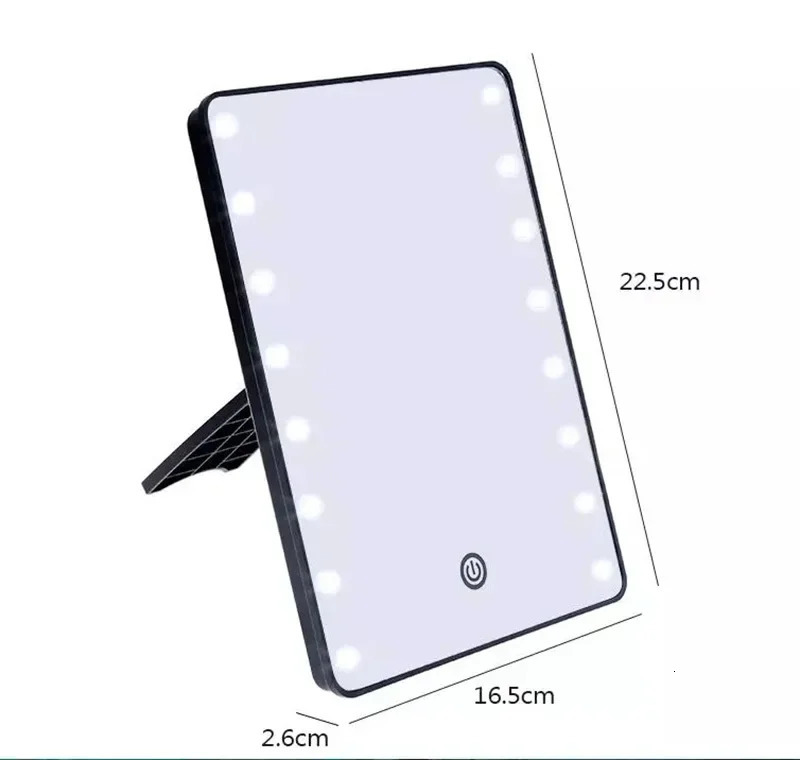 16 LEDs Makeup Mirror with LED Touch Adjustable Light Portable Desktop Tabletop Cosmetic Travel Home Dressing Table Tools 241024