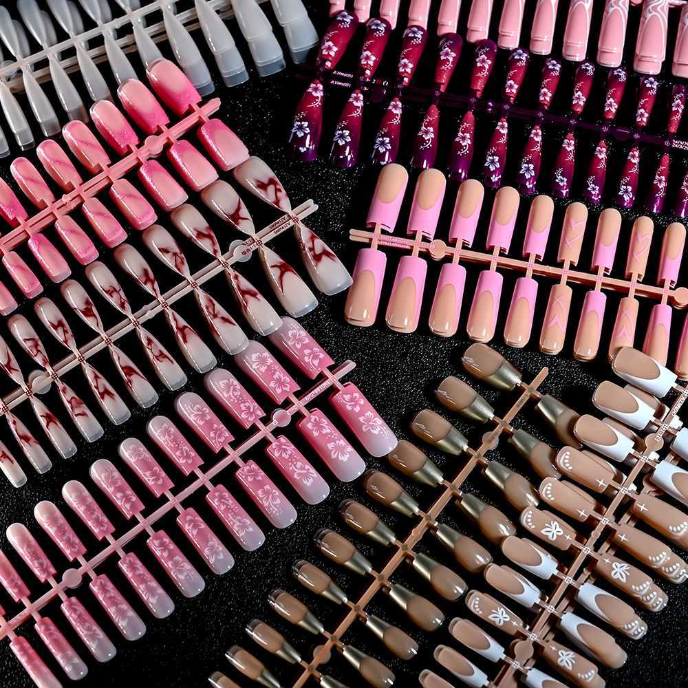 French Gel Nail Tips - 120Pcs French Tip Press On Nails Medium Coffin Ballet Almond Pre-applied Full Fake Nail Tips For ManicureXJ241025