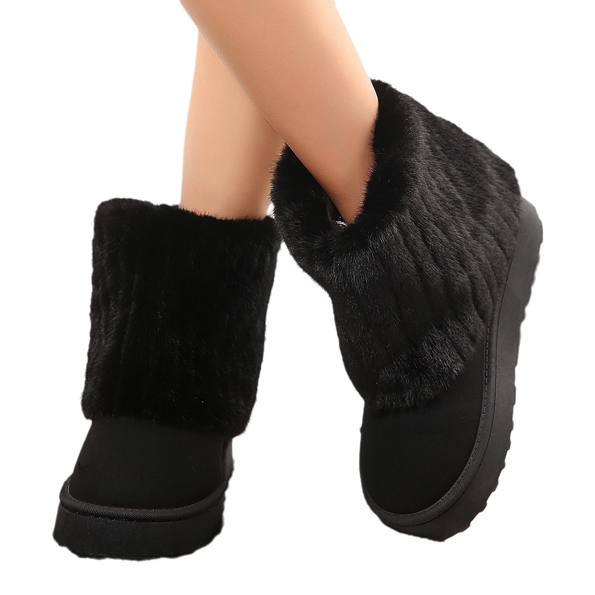 free shipping new designer men womens snow winter warm fur shoes cotton with round toe and furry cuffs midsole boots booties