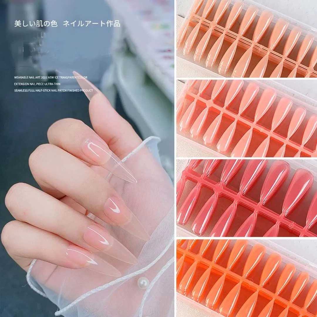 Solid Color Fake Nails Gel X Tips Extension System Full Cover Sculpted Almond Stiletto False Nail Tips 360pcs/bagXJ241025