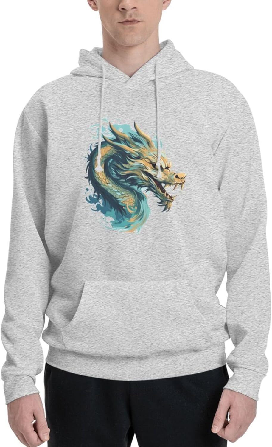 Hoodie for Mens Womens Funny Cartoon Chinese Dragon Print Hoodie for Women Men Animals Lovers Pullover Hoodies Sweatshirt Clothing Graphic