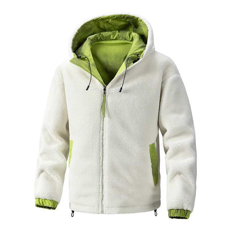 Mens Lambswool Jacket Autumn Winter New Collection Solid Color Double sided Wearable Design Outdoor Travel Hoodie Mens Cotton Clothing W241024