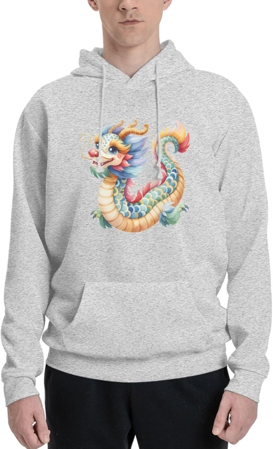 Hoodie for Mens Womens Funny Cartoon Chinese Dragon Print Hoodie for Women Men Animals simple Lovers Pullover Hoodies Sweatshirt Clothing fashion