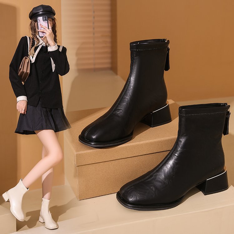 2024 Fashion Casual Leather Ankle Men Women High Heels Boots 2d0d