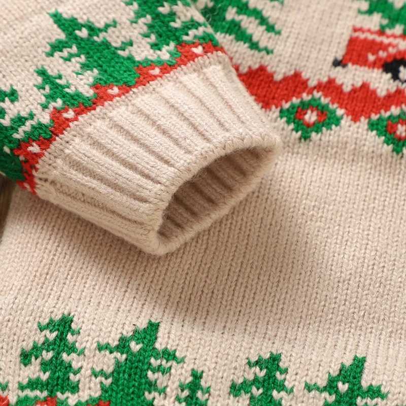 Baby Boy Christmas Sweater Long Sleeve Round Neck Truck Printed Knitted Floral Baby Parachute Top Childrens Winter Warm Clothes W241025