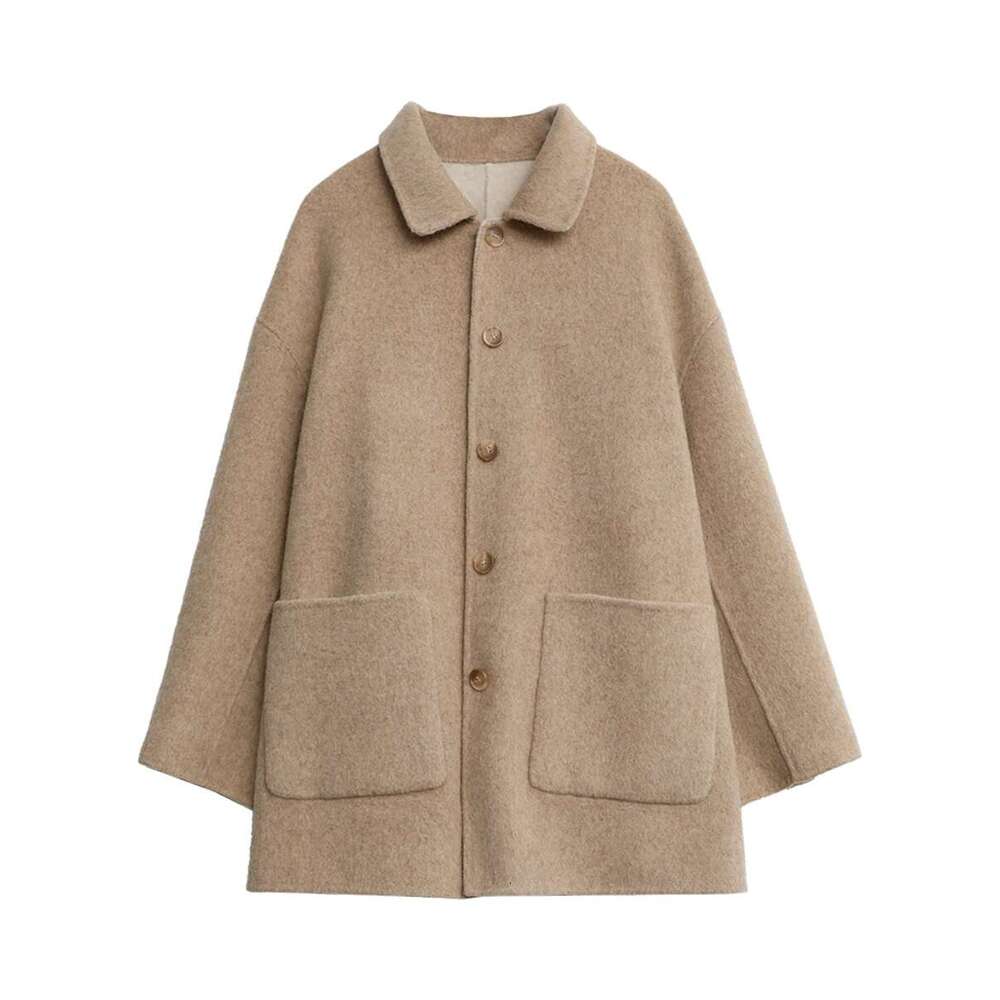 CHIC VEN Women Woolen Coat Single Breasted Loose Casual New Double-Sided Female Short Jacket Ladies Clothes Autumn Winter 2024
