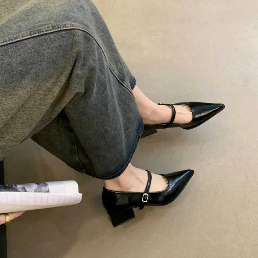 High Quality Fashionable Womens Mary Jane Shoes Fi Shallow Toes Thick Heels Womens Single Shoes Comfortable Office Pump Shoes T241024