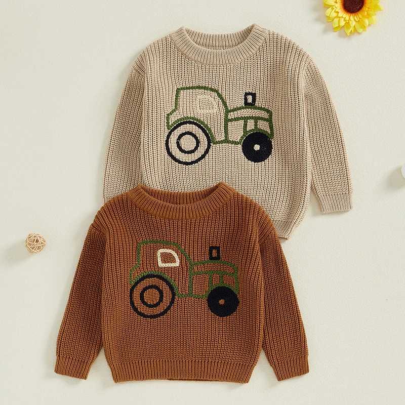 Baby Sweater Autumn Winter Preschool Long Sleeve Truck Embroidery Knitted Sweater Baby Children Boys and Girls Zipper Sweater W241025