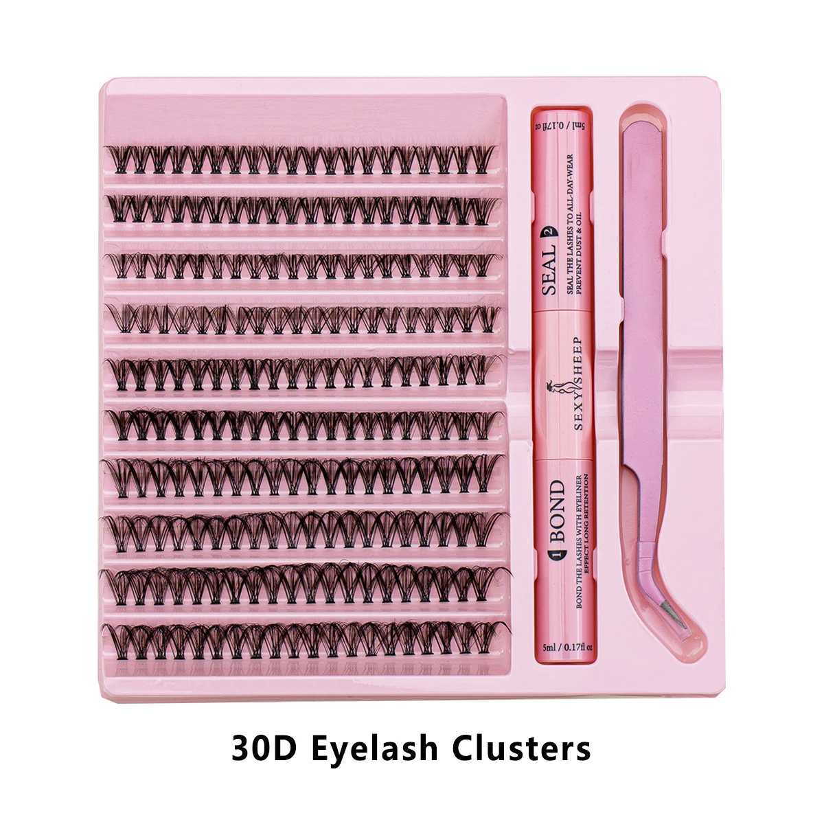 Personal eyelash extension cluster full volume natural appearance 9-16MM DIY false eyelash mink with adhesive and sealing tweezerW241024